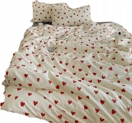 Shein Ágyneműhuzat Garnitúra 3 Részes Fehér Szív Mintás 135/200