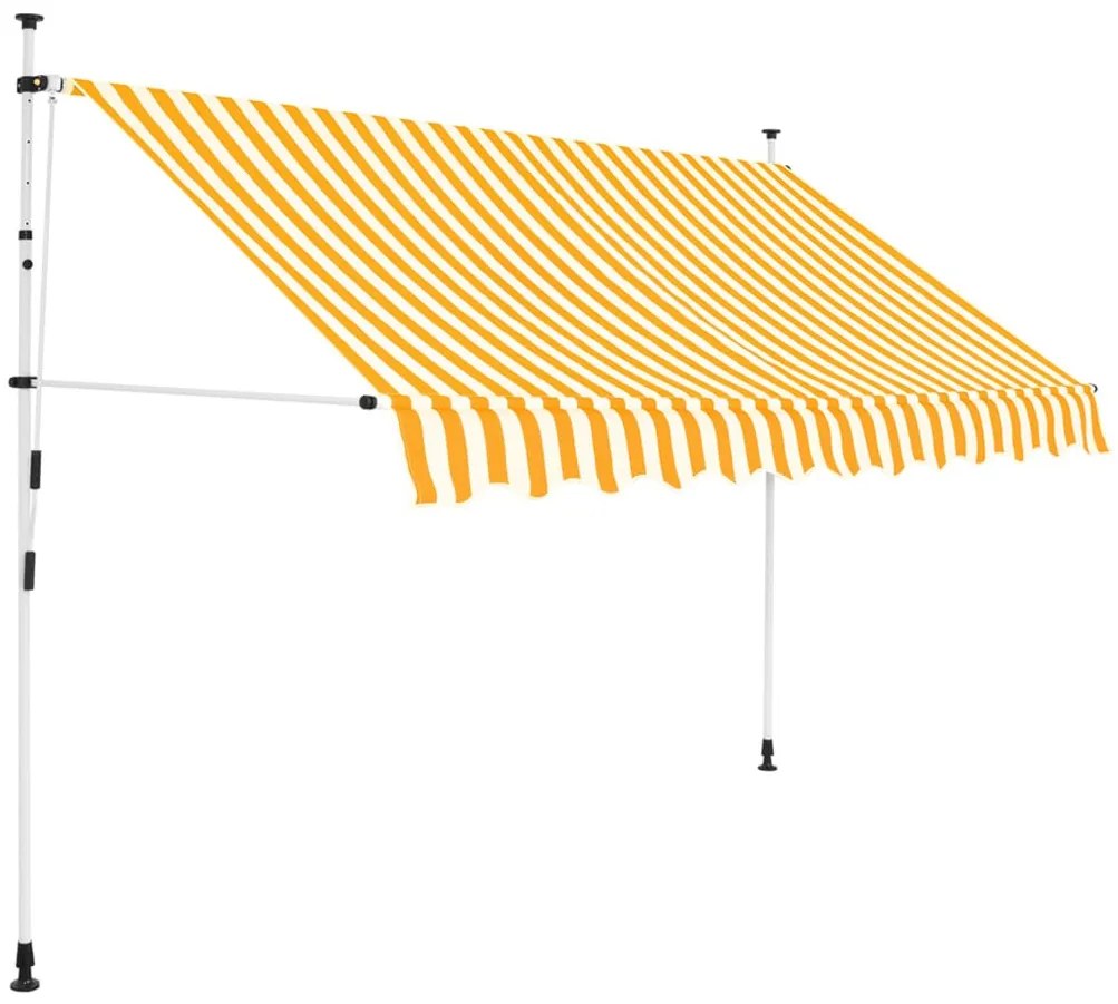 Narancssárga-fehér csíkos kézzel feltekerhető napellenző 300 cm