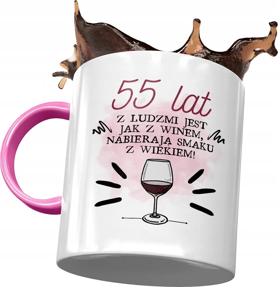 Rózsaszín Bögre Születésnapra 55 55-es 55-ös Ajándék Nyomtatott Fotóval