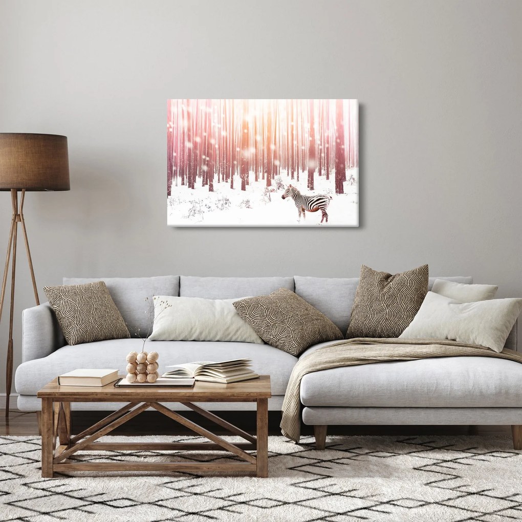 Kép - Zebra egy havas erdőben (90x60 cm)