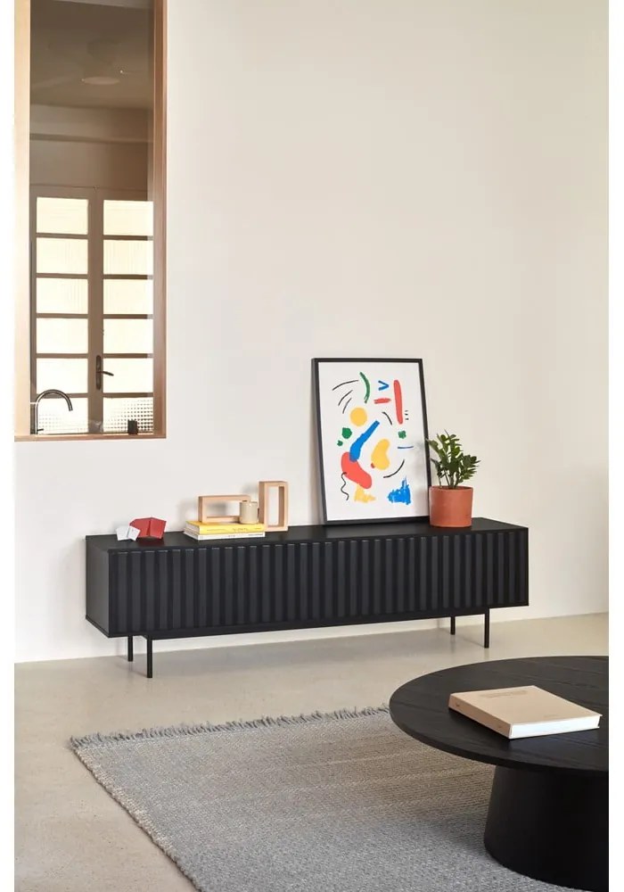 Fekete TV-állvány 180x52 cm Sierra – Teulat