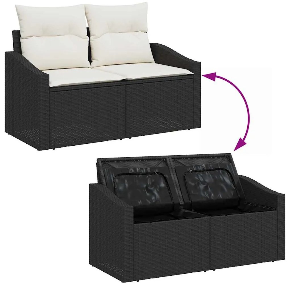Kerti Kanapé Szett 5 pcs Fekete 233 x 117 x 85 cm Poli rattan
