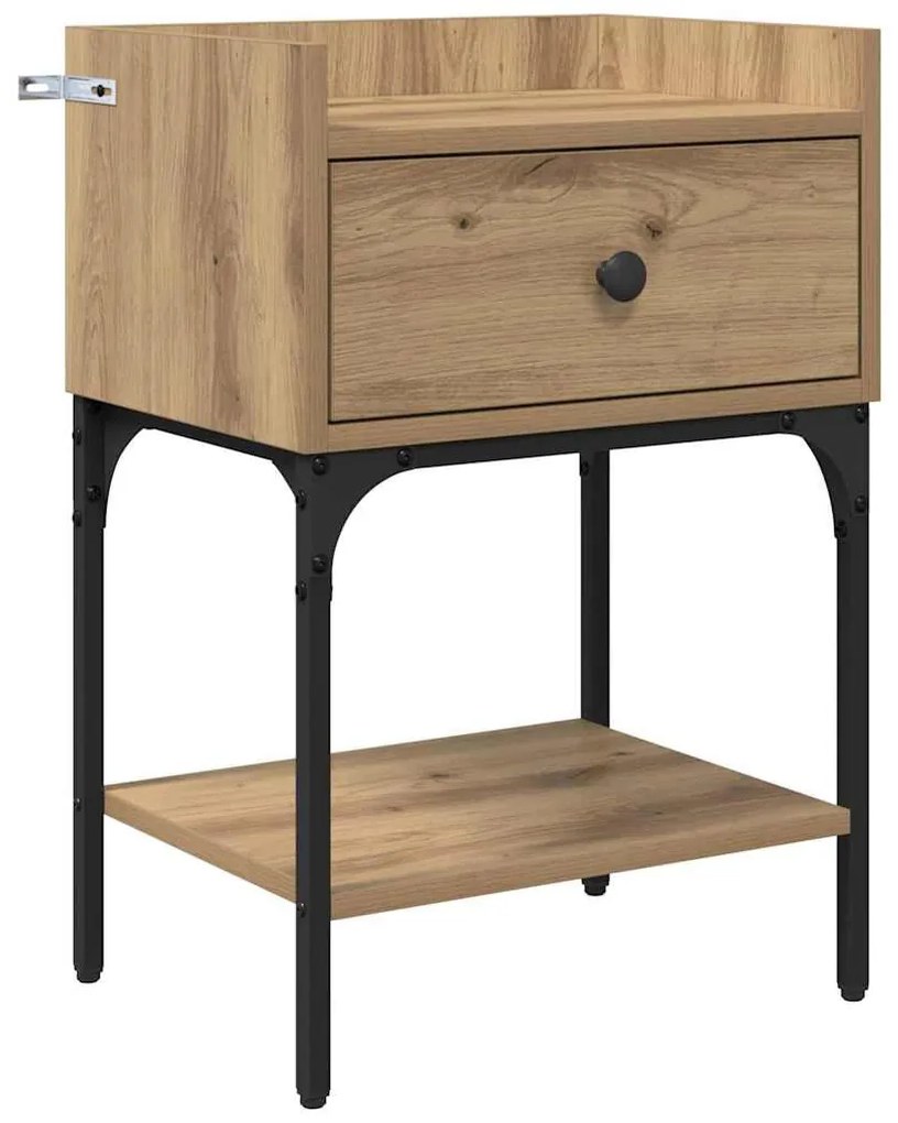 Éjjeli asztal fiókkal kézműves tölgy 40 x 29 x 60 cm Faanyag