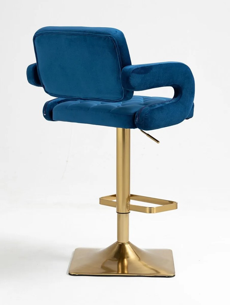 HR8403KW Tengerkék modern velúr szék arany lábbal