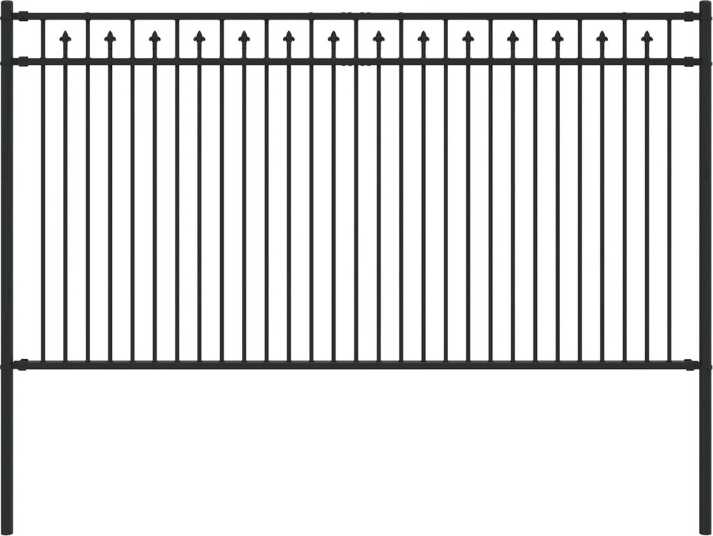 vidaXL Tüske Kerítés Fekete 200 x 150 cm Porszórt acél