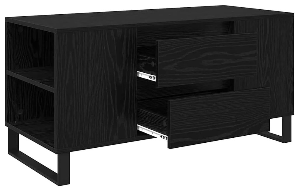 vidaXL Dohányzóasztal Fekete tölgy 102 x 44,5 x 50 cm Faanyag