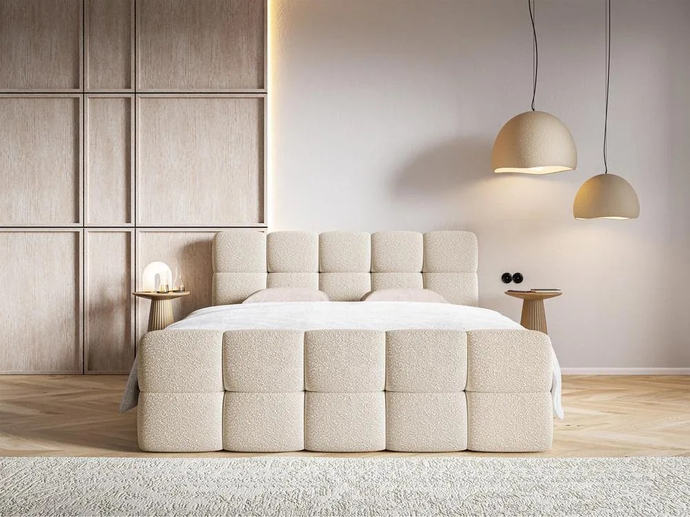 Kontinentális franciaágy 140 cm Cirsten 140C (ágyráccsal és matraccal) (tárolóhellyel) (világos bézs). Akció -15%. 1100165