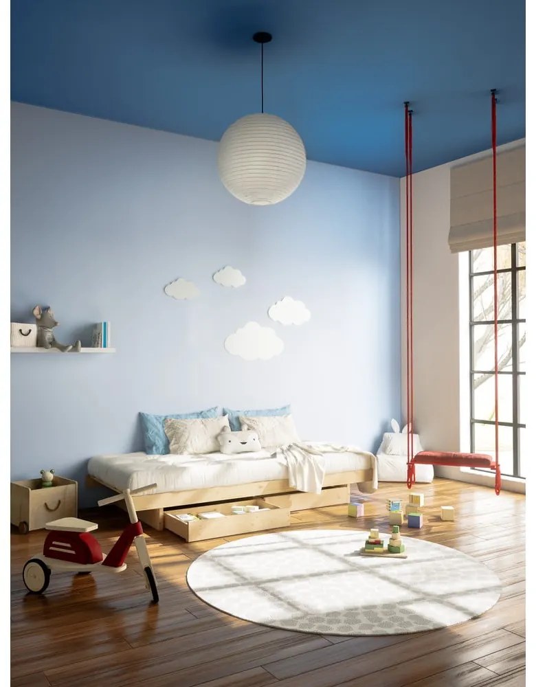 Natúr színű borovi fenyő egyszemélyes ágy ágyráccsal 90x200 cm Kanso – Karup Design