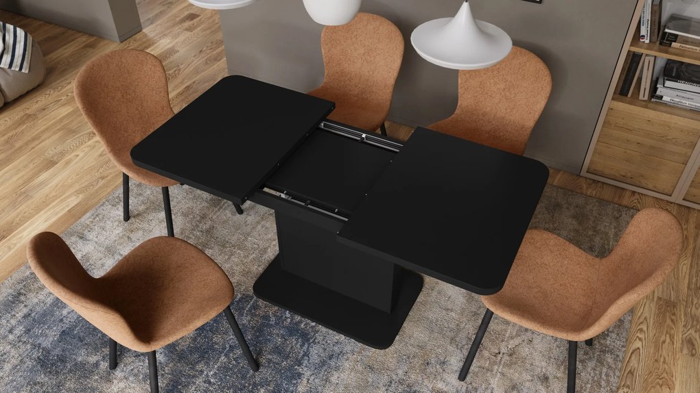 Mazzoni ASTON MINI-Z Fekete Matt - MODERN NYITHATÓ EMELHETŐ DOHÁNYZÓASZTAL ÉTKEZŐASZTAL ÁTALAKÍTHATÓ ASZTAL