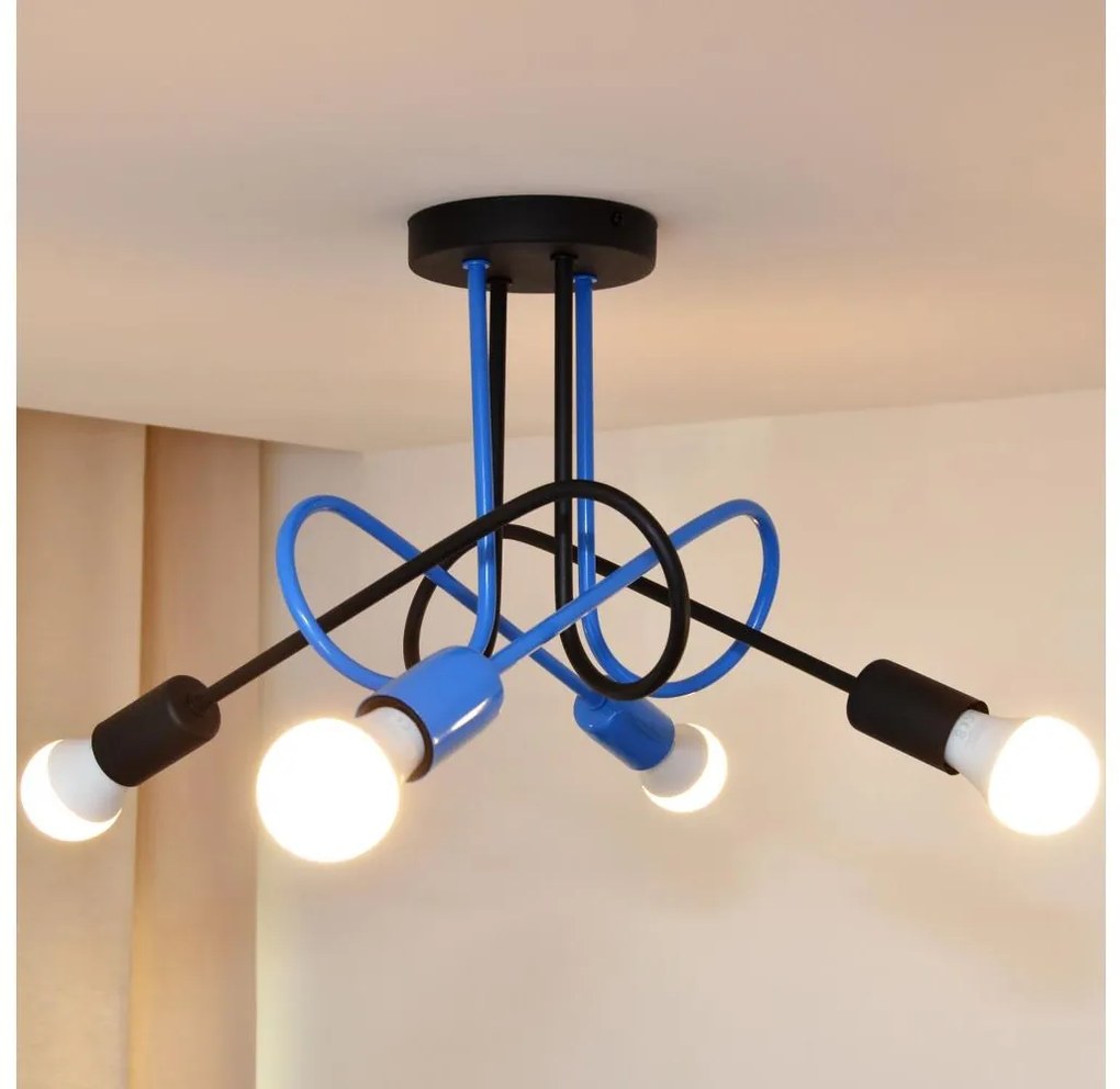 Felületre szerelhető csillár OXFORD 4xE27/15W/230V fekete/kék