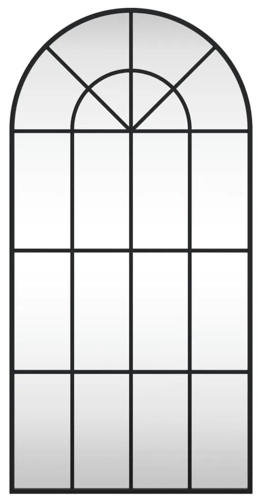 fekete ívelt vas fali tükör 50 x 100 cm