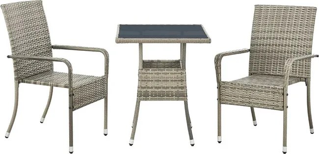 Juskys Yoro rattan négyzet alakú asztal 60 cm - szürke