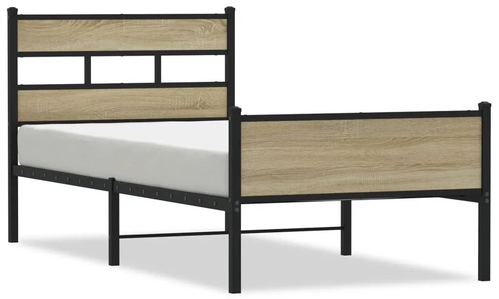 vidaXL sonoma tölgy színű szerelt fa ágykeret matrac nélkül 107x200 cm