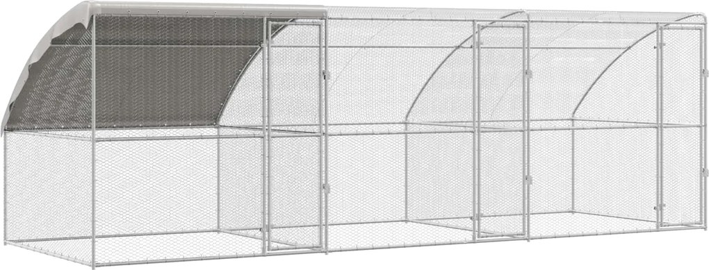 vidaXL Csirkeketrec 3 pcs Ezüst 600 x 200 x 200 cm Acél és PE