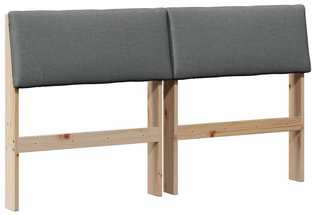 Kárpitozott fejtámla Sötétszürke 135 cm Tömör fenyőfa