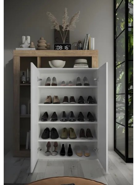 LENOR szekrény, fehér/világos tölgy