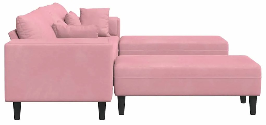 Bársony Kanapé párnával 3 pcs Rózsaszín 208 cm Bársony