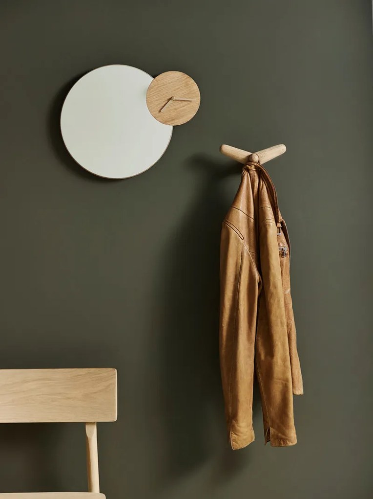 Fali tükör órával "Timewatch" - Woud