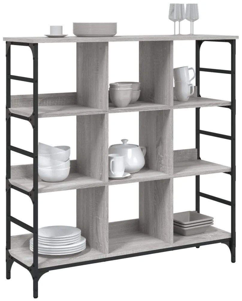szürke sonoma színű szerelt fa tálalószekrény 102x32x103,5 cm