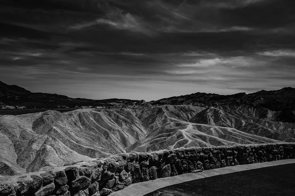 Öntapadó fotótapéta  Death Valley Nemzeti Park fekete-fehérben