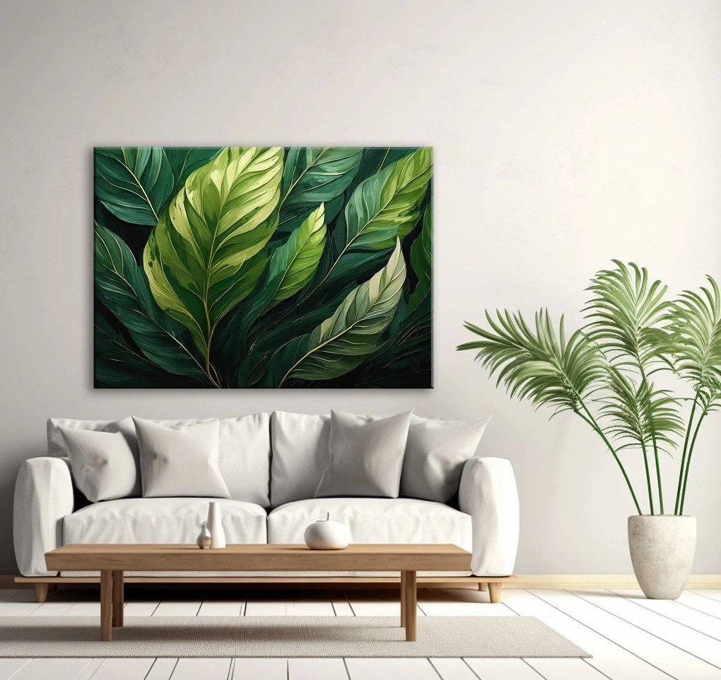 Gario Vászonkép Zöld levelek Méret: 120 x 80 cm