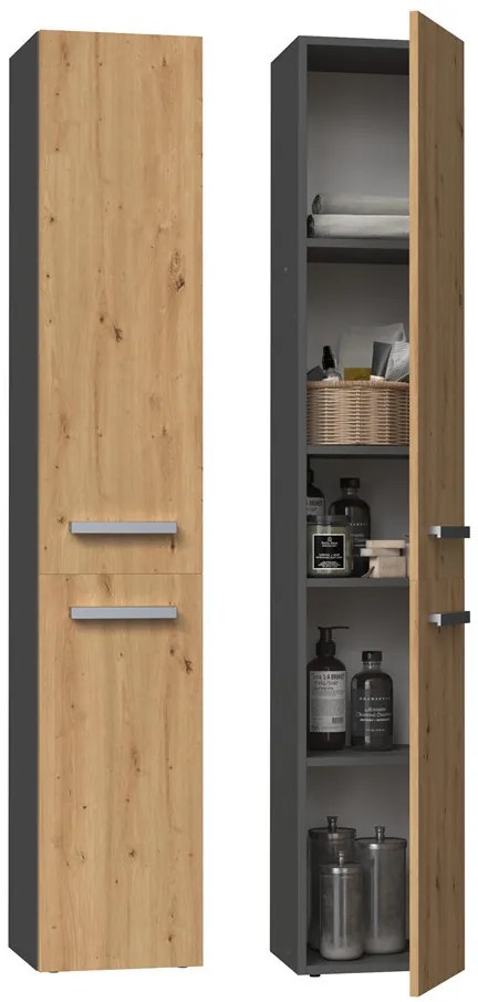 Aldabra Nel II fürdőszoba szekrény, 31x174x30 cm, antracit-tölgy
