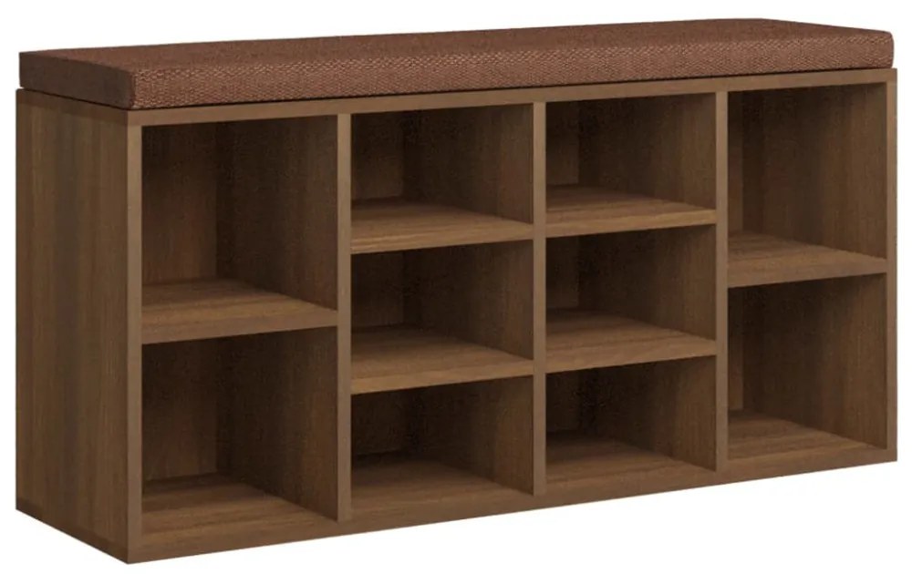 barna tölgy szerelt fa cipőtároló pad 103x30x48 cm