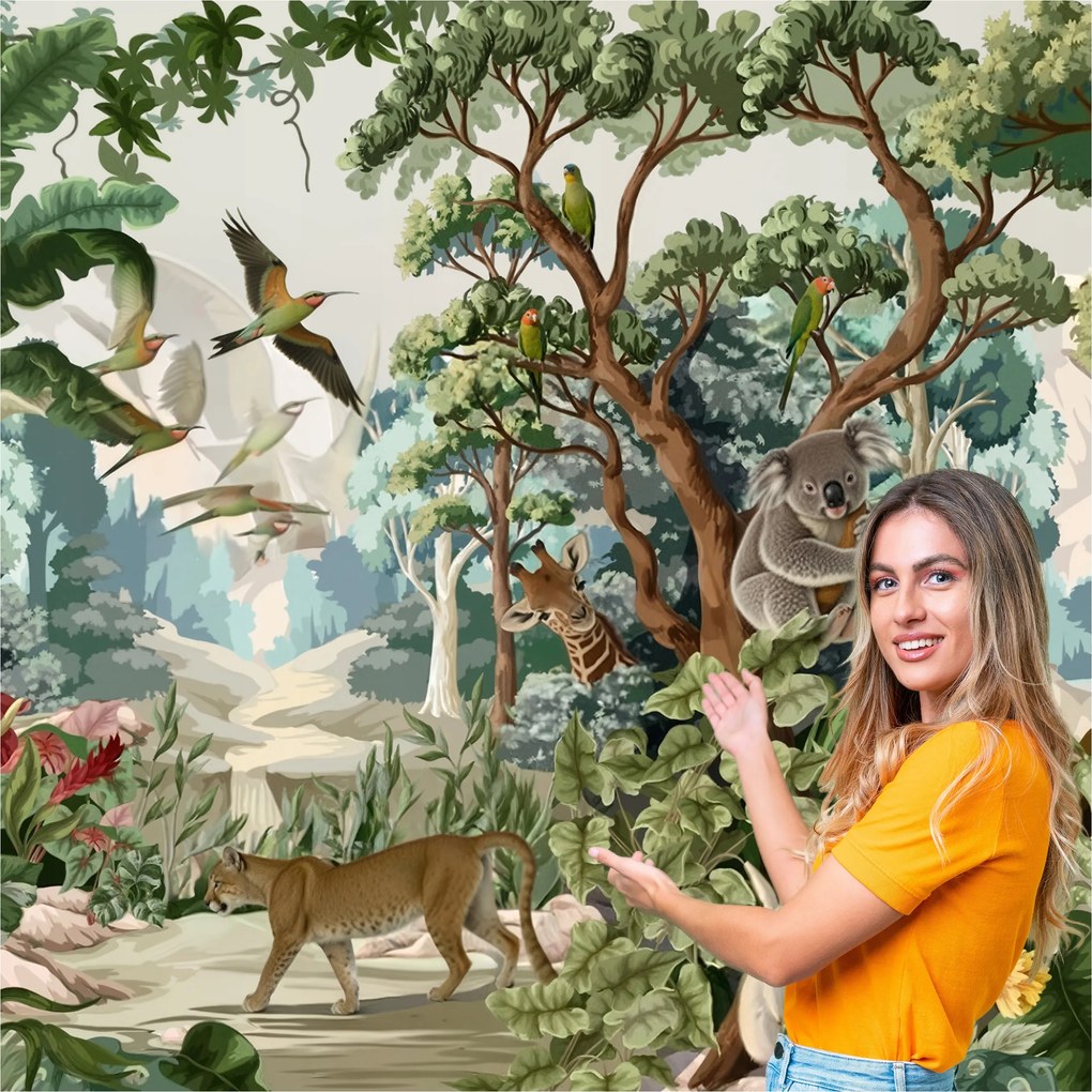 Fotótapéta Gyerekeknek dzsungel szafari vadon élő állatok 588x260 DS08F