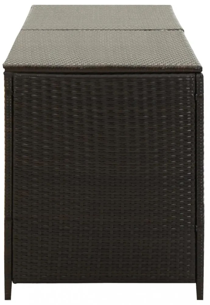 barna polyrattan kerti tárolóláda 200 x 50 x 60 cm
