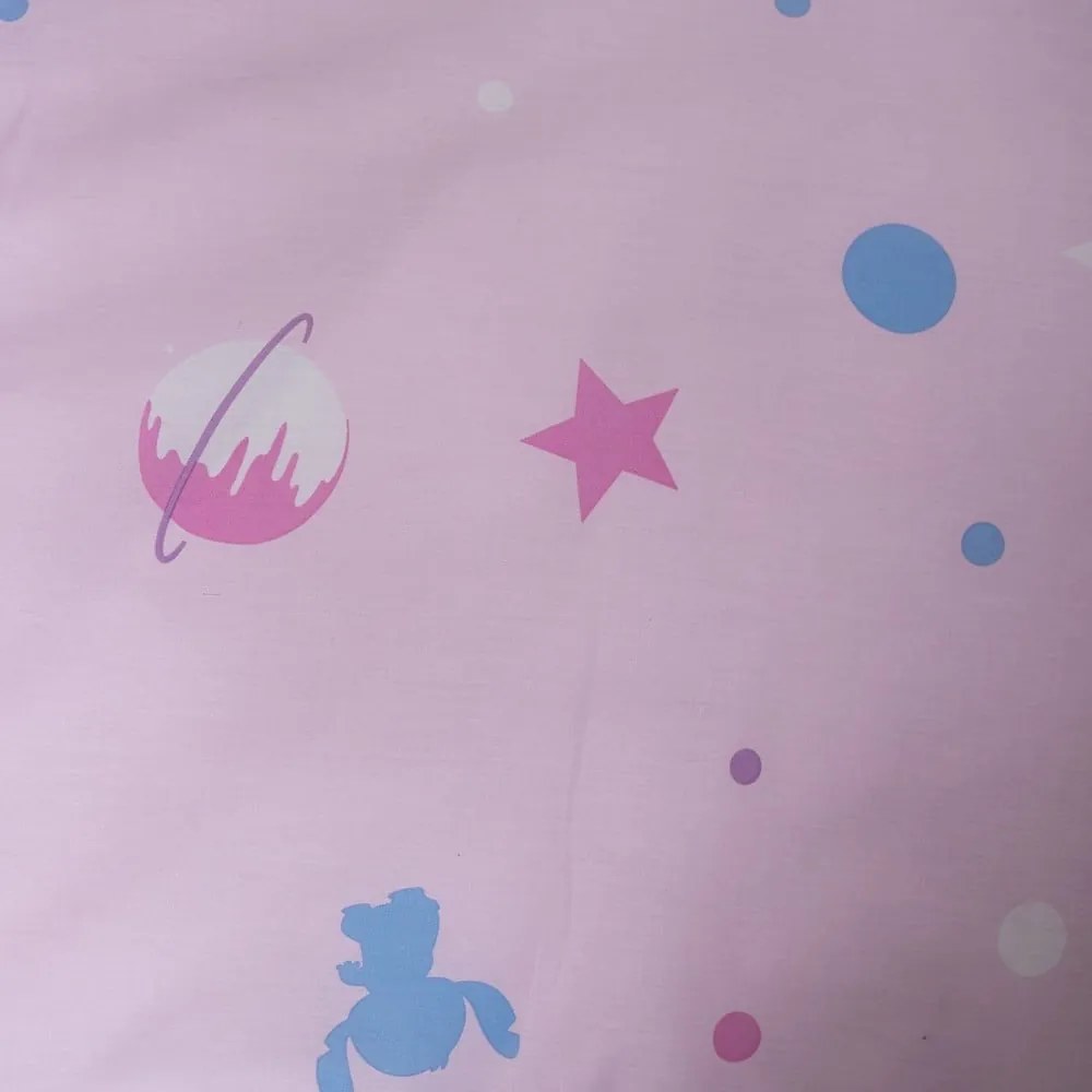 Rózsaszín egyszemélyes pamut gyerek ágyneműhuzat 140x200 cm Lilo a Stitch "Universe" – Jerry Fabrics