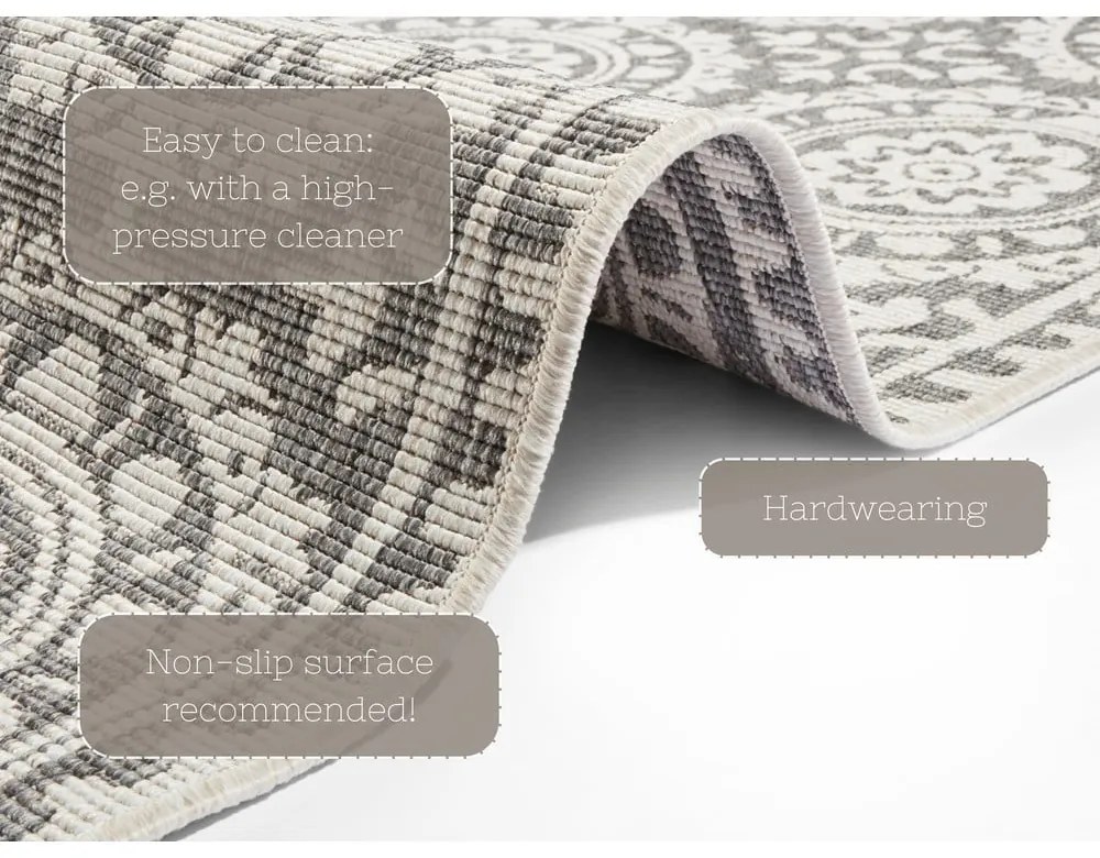 Jardin szürke-krémszínű kültéri szőnyeg, 80 x 250 cm - NORTHRUGS