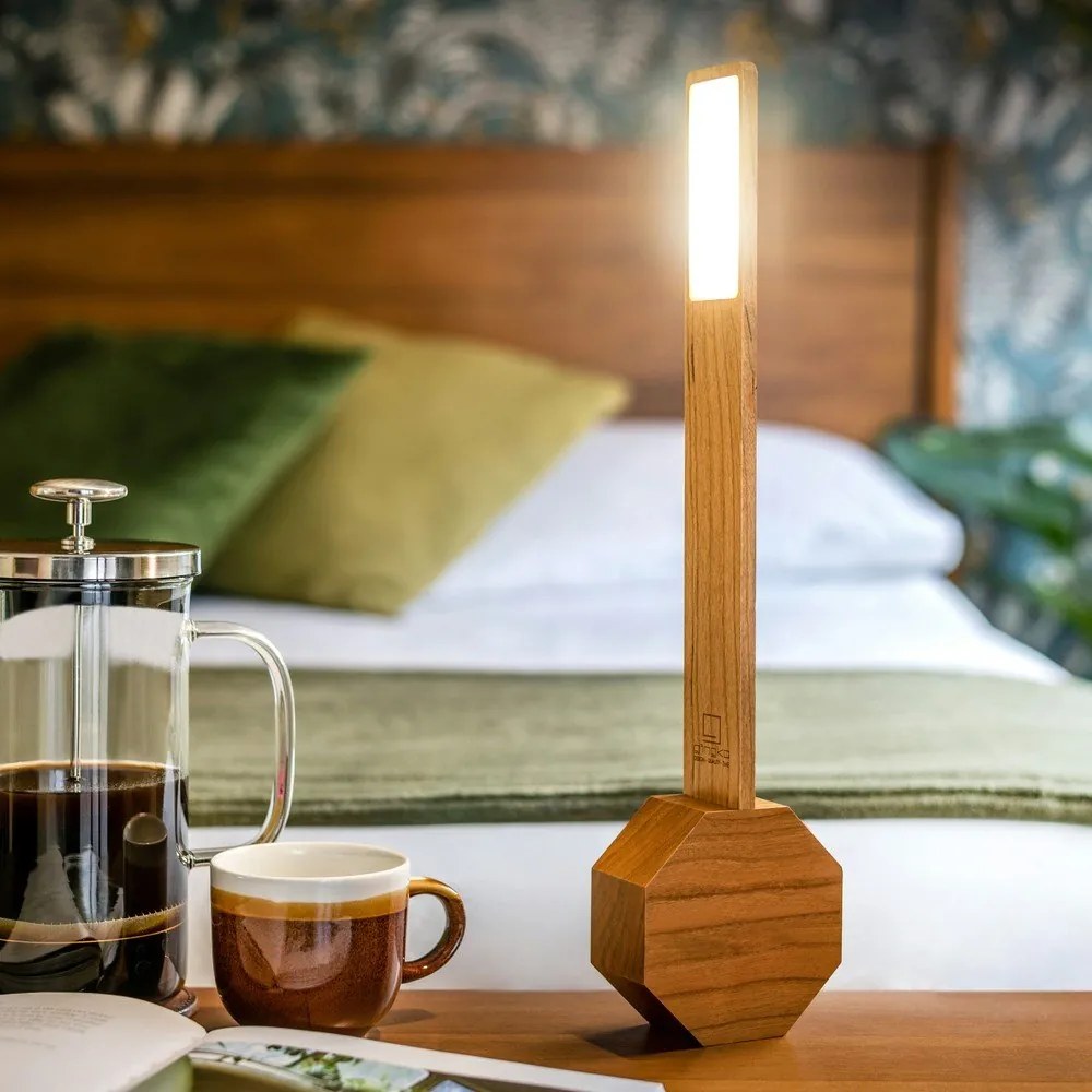 Sötétbarna LED asztali lámpa cseresznyefa dekorral (magasság 39,5 cm) Octagon One – Gingko