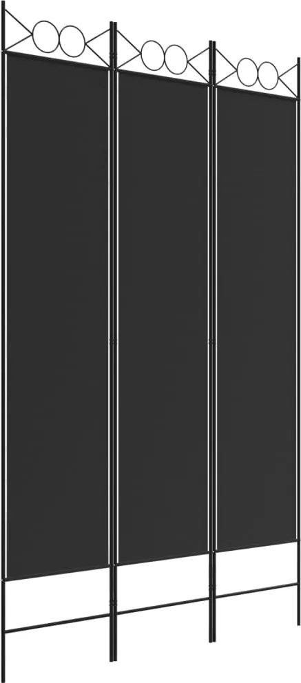 vidaXL 3-paneles fekete szövet térelválasztó 120 x 200 cm