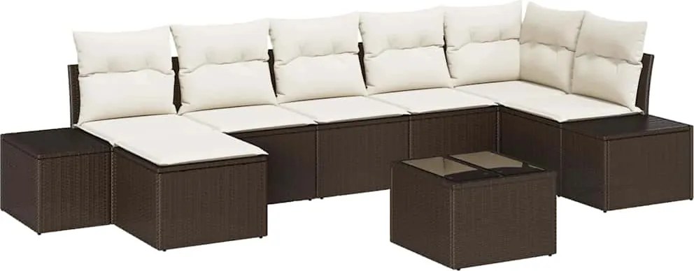 vidaXL Kerti Kanapé Szett párnával 8 pcs Barna polirattan