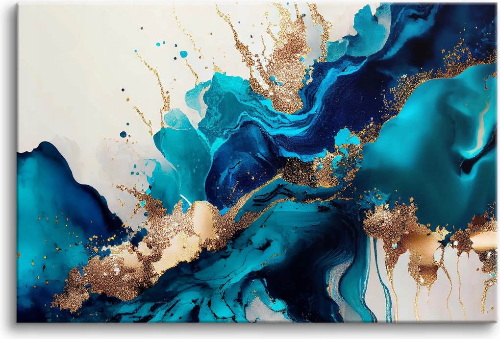 Vászonkép falikép kék absztrakt arany 80x120cm