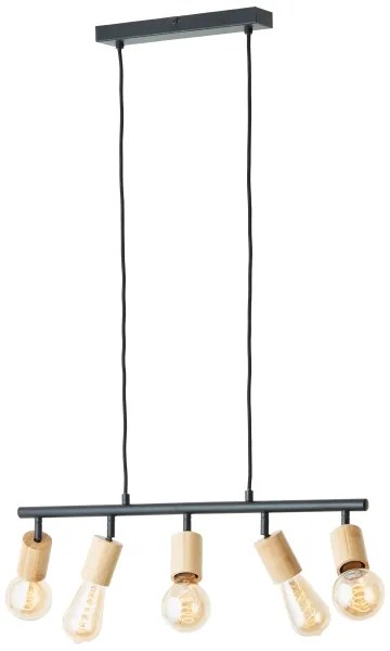 Brilliant - TIFFANY kábeles csillár 5xE27/28W/230V fekete/bambusz