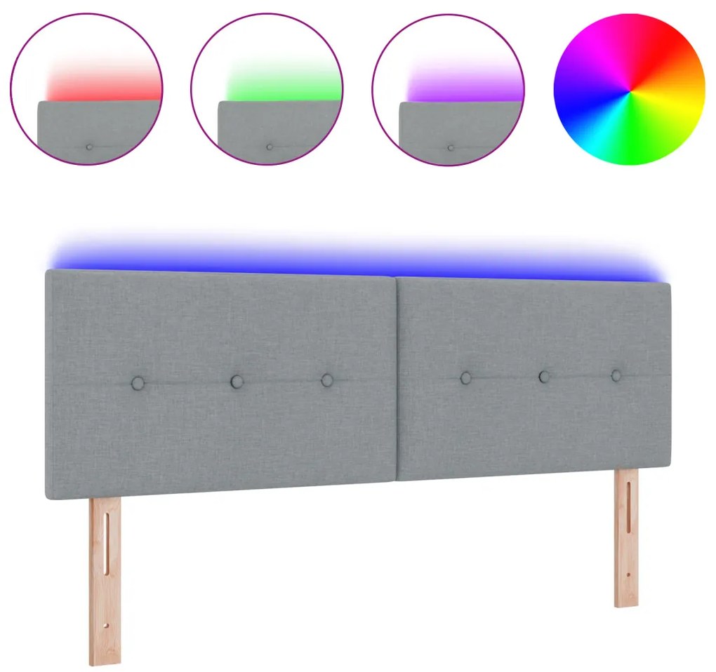 LED Fejtámla Gombos Ráncolt Világosszürke 72 cm Szövet