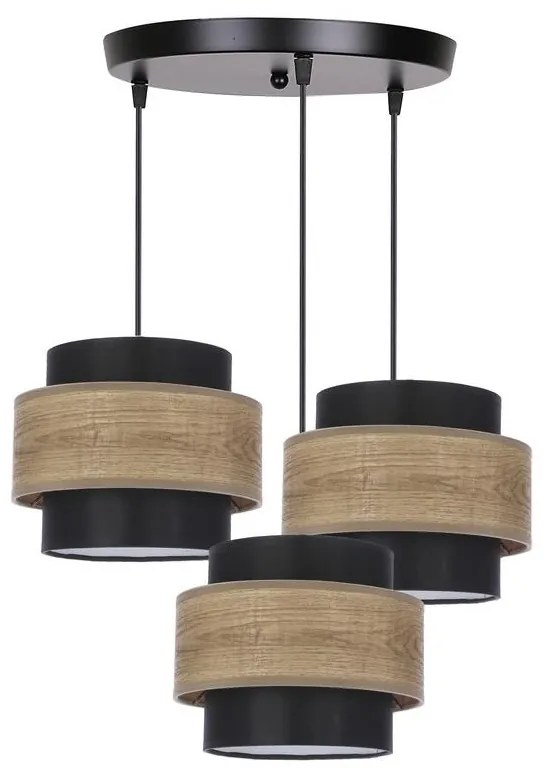 Csillár zsinóron TWIN 3xE27/40W/230V barna/fekete