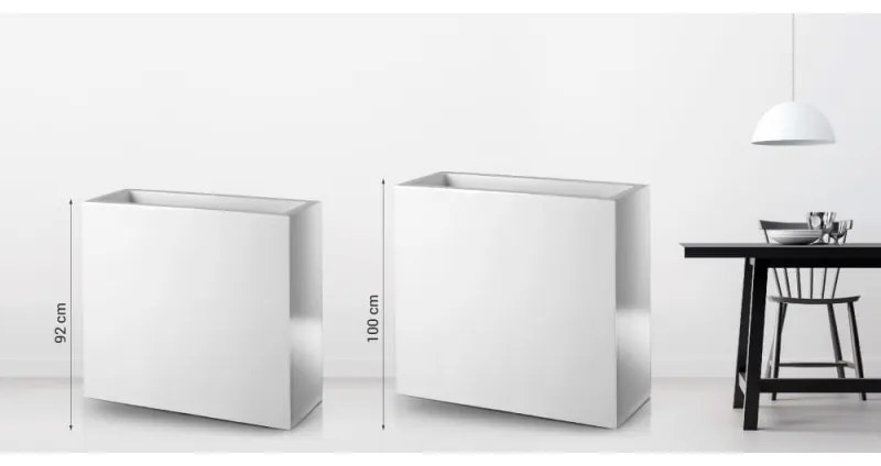 PX B Szögletes Üvegszálas Elegáns Kaspó - fehér