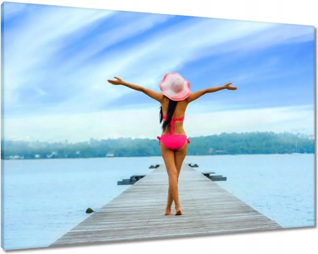 Vászonkép 100x70 Hölgy a mólón