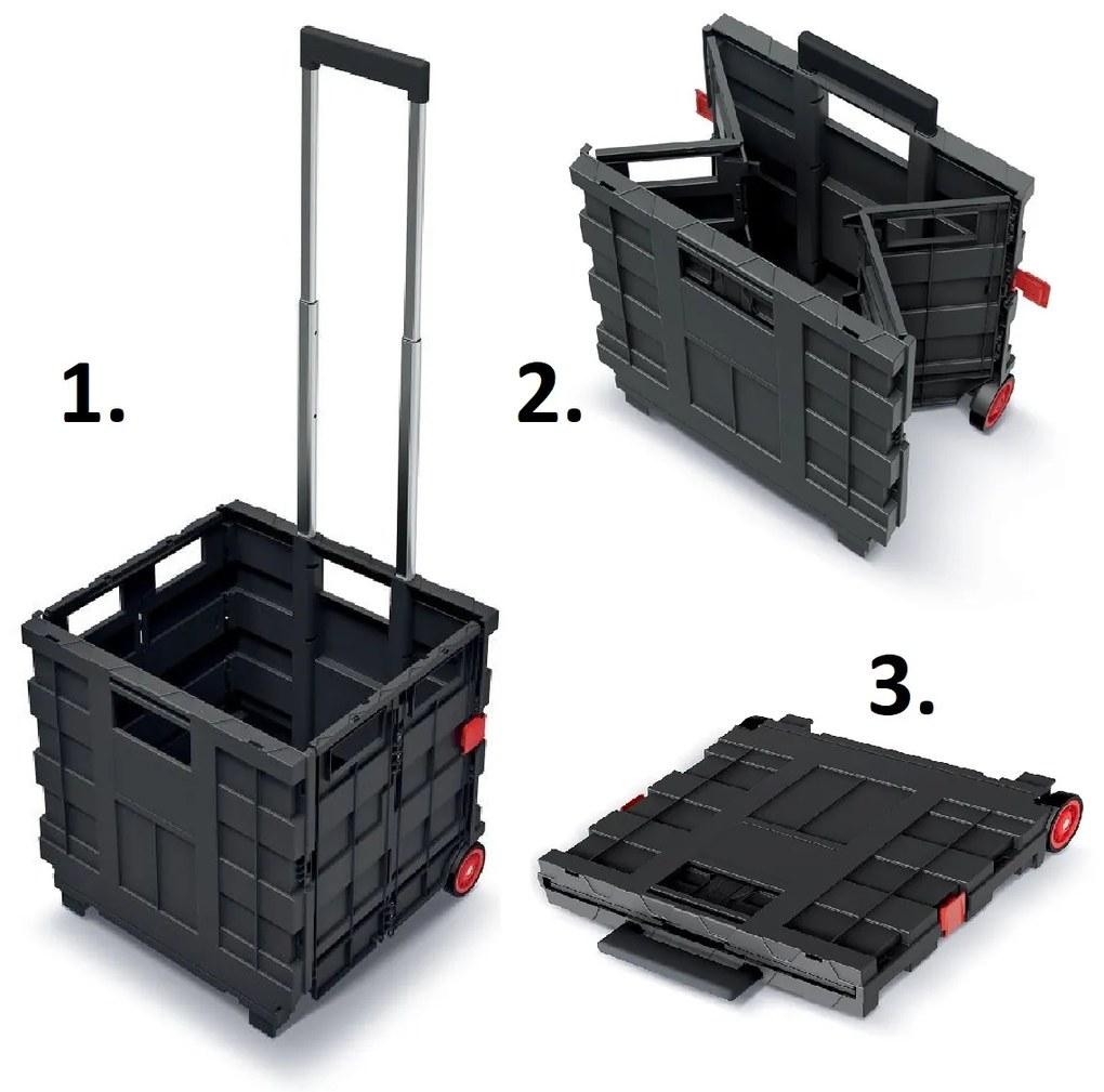 Kistenberg Összecsukható láda fogantyúval CART T piros 39,6x37x100,8cm