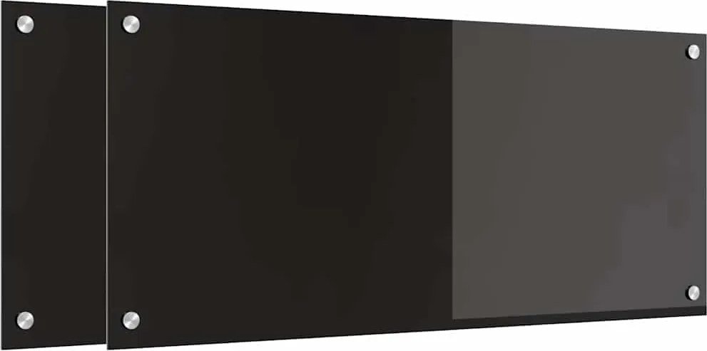 vidaXL Konyhai splashback 2 pcs Fekete 90 x 40 cm edzett üveg