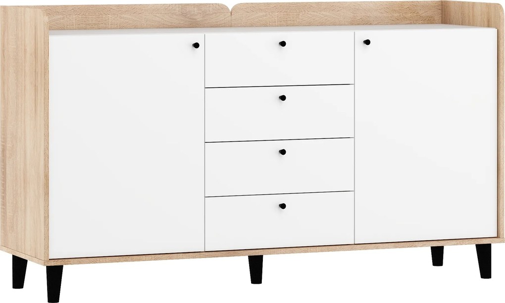 Komód Dolce DOL-06 2D4S sonoma fényes fehér