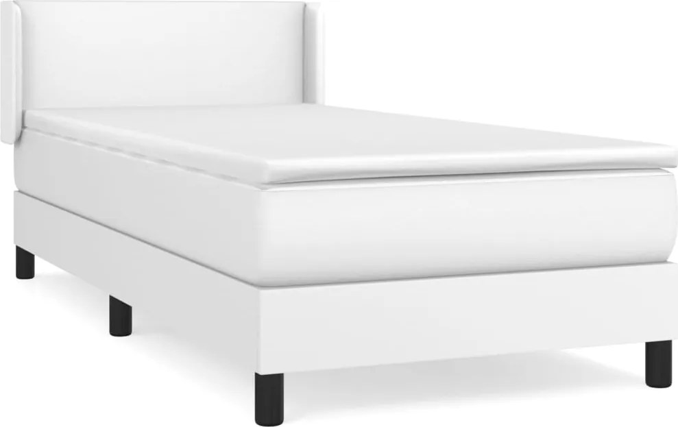 vidaXL fehér műbőr rugós ágy matraccal 90 x 200 cm