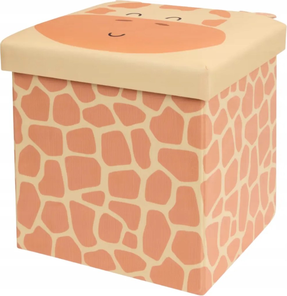 Nagy Játéktároló Fedővel Gyerekeknek Szögletes Zsiráf 30X30