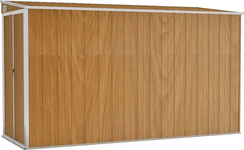vidaXL barna színű, falra szerelhető kerti fészer 118 x 288 x 178 cm horganyzott acélból