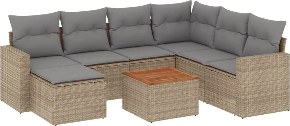 vidaXL 8 részes bézs polyrattan kerti ülőgarnitúra párnával