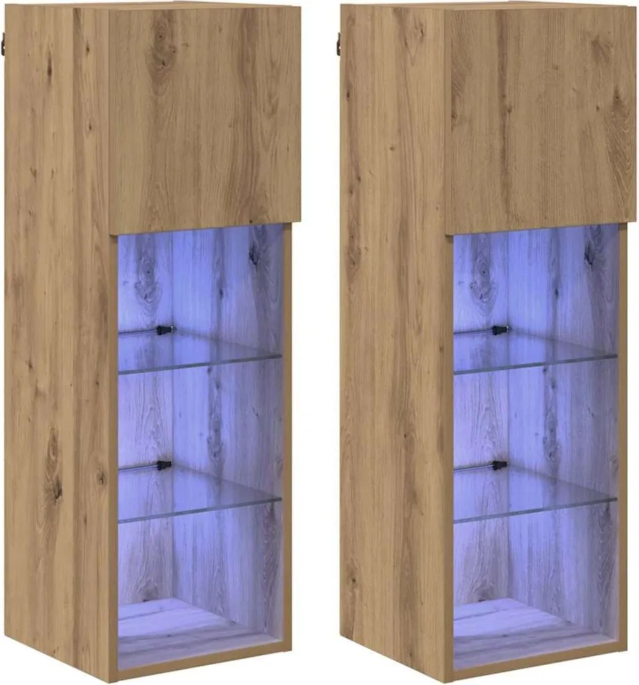 vidaXL Fali TV szekrények 2 pcs Artisan tölgy 30,5 x 30 x 90 cm