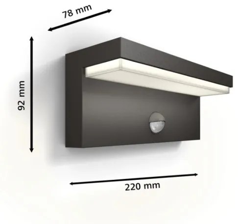 Philips - LED Kültéri fali lámpa érzékelővel BUSTAN LED/3,8W/230V IP44