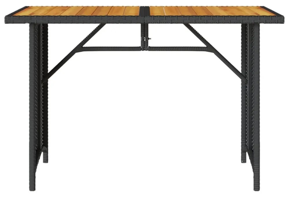 fekete polyrattan falapos kerti asztal 110 x 68 x 70 cm